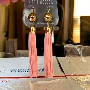 Minicci Earrings, Pink with gold Tone, Nickel Free,